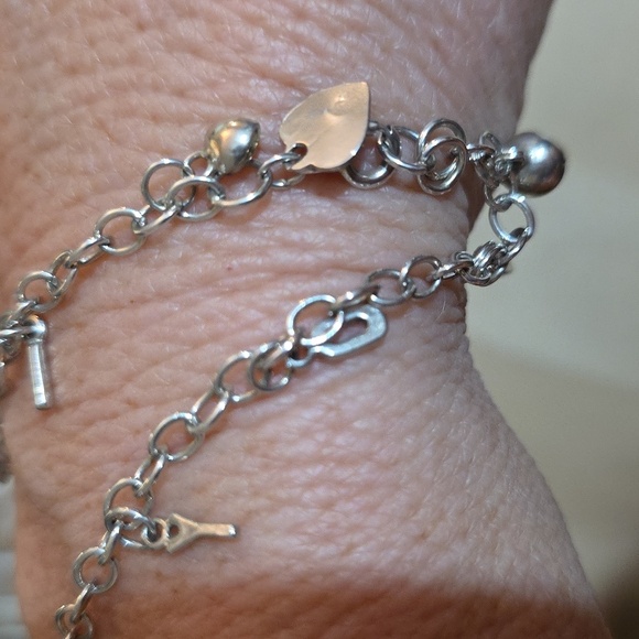 STERLING SILVER 925 ANKLE CHARM BRACELET 10IN - Picture 3 of 3